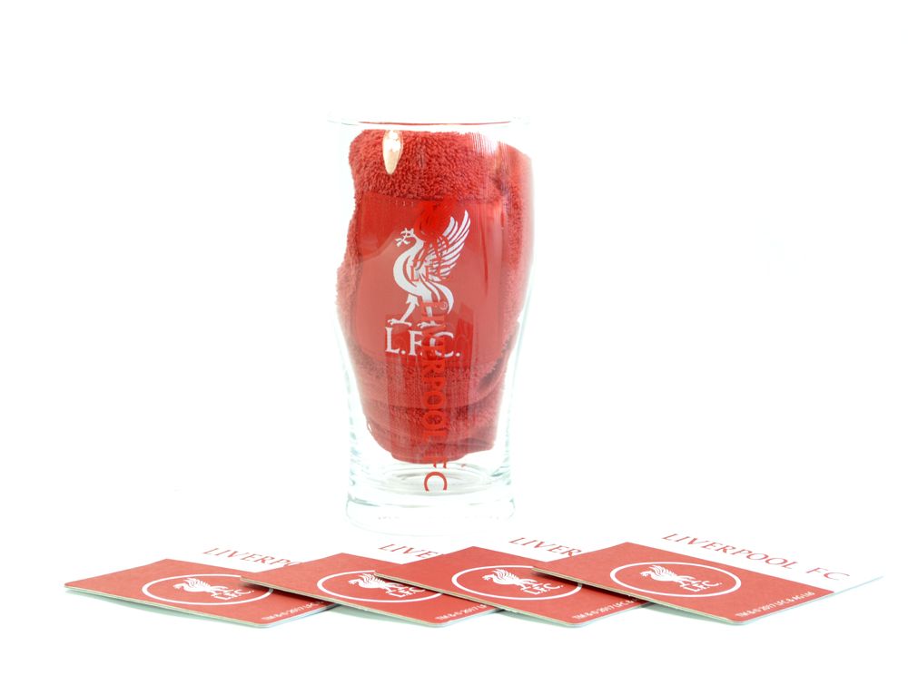 thumbnail image 2 of Liverpool FC Official Mini Bar Set – Pint Glass, Beer Mats, Towel, LFC Memorabilia 2 of 5