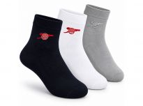 Arsenal Three Pack Socks 7 to 11 Black White Grey
