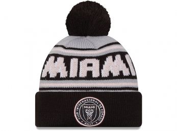 New Era Inter Miami CF Black Bobble Knit Beanie Hat