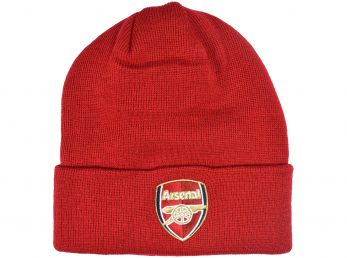 Arsenal Crest Turn Up Knitted Hat Light Red