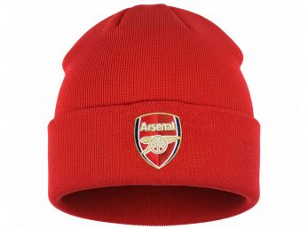 Arsenal Crest Turn Up Knitted Hat Light Red