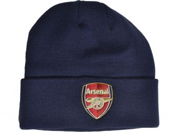 Arsenal Crest Turn Up Knitted Hat Navy