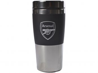 Arsenal Executive Handleless Metallic Travel Mug Black Silver