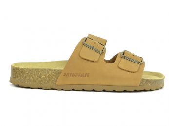 Sanosan Aston Nubuck Taupe Women's Two Strap Sandals