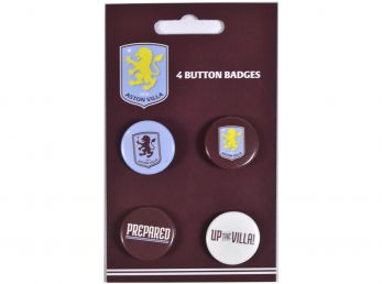 Aston Villa FC Four Pack Button Badges