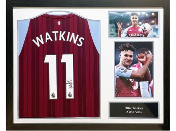 Aston Villa FC Watkins Signed Framed Football Shirt