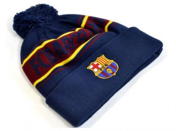 FC Barcelona Text Cuff Knitted Bobble Hat