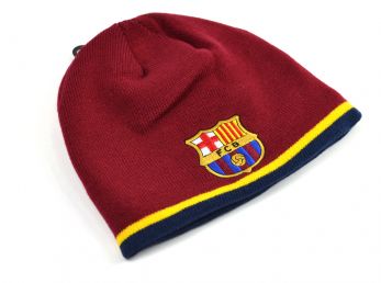 FC Barcelona Knitted Stripe Beanie Hat Red