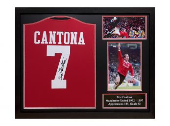 Man UTD FC Eric Cantona Framed Signed Shirt