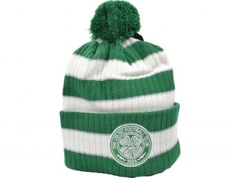 Celtic FC Bar Knitted Bobble Hat Green White