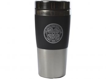 Celtic FC Executive Handleless Metallic Travel Mug Black Silver