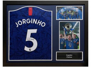 Chelsea Jorginho Signed Framed Football Shirt