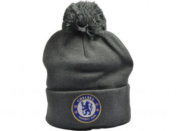 Chelsea Knitted Crest Dark Grey Bobble Hat