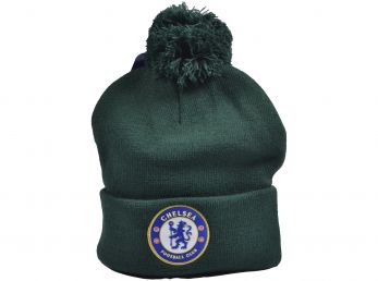 Chelsea Knitted Crest Forest Green Bobble Hat