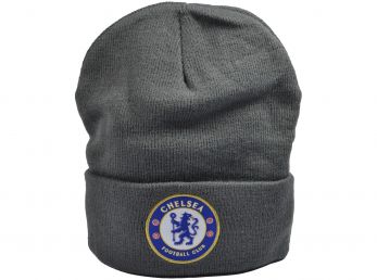 Chelsea Knitted Crest Turn Up Bronx Hat Dark Grey