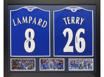 Chelsea Frank Lampard and John Terry Signed Framed Football Shirts