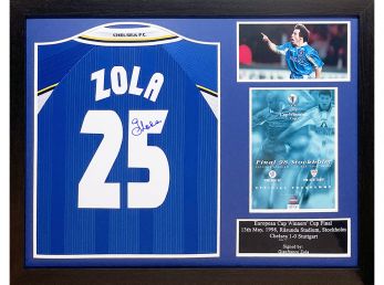 Chelsea Zola Signed Framed Football Shirt