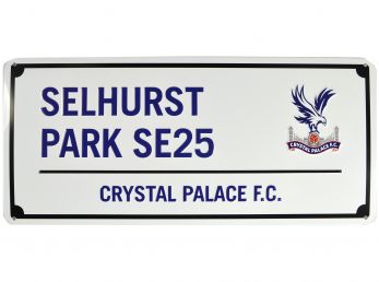 Crystal Palace Metal Street Sign White Blue Print