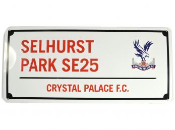 Crystal Palace Metal Street Sign White Red Print