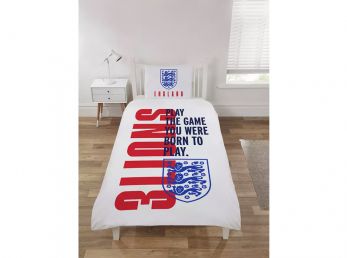 England Born To Play Reversible Single Crest Duvet and Pillowcase Set