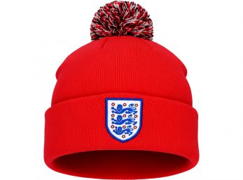 England Knitted Bobble Hat Red
