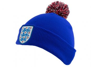 England Knitted Bobble Hat Royal Blue