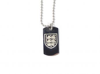 England Stainless Steel Engraved Crest Dog Tag and Chain