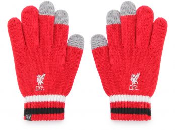 Liverpool 47 Brand Knitted Youths Touchscreen Gloves Red White Black