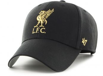 Liverpool 47 Brand MVP Baseball Cap Black Gold Liverbird Crest