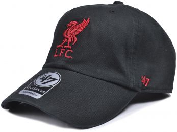 Liverpool 47 Brand Clean Up Relaxed Fit Cap Liverbird Crest Black Red