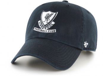 Liverpool 47 Brand Clean Up Baseball Cap Retro Crest Black White