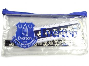 Everton Clear Pencil Case Stationery Set