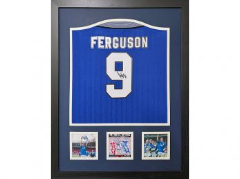 Everton Duncan Ferguson Signed Framed Football Shirt