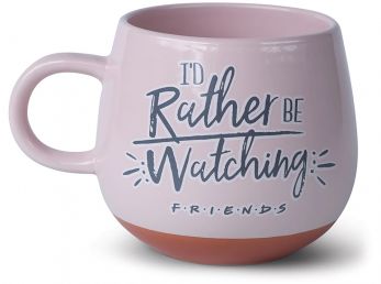 Friends I'd Rather Be Watching Pink Round Mug 13 Oz Boxed Mug