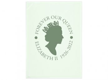 Queen Elizabeth II Forever Our Queen Emblem Pastel Mint Tea Towel