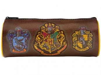 Harry Potter Crest Barrel Pencil Case Brown