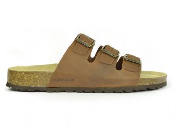 Sanosan Lisbon Leather Brown Men's Three Strap Sandals