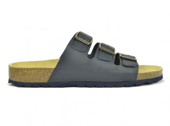 Sanosan Lisbon Leather Navy Women's Three Strap Sandals