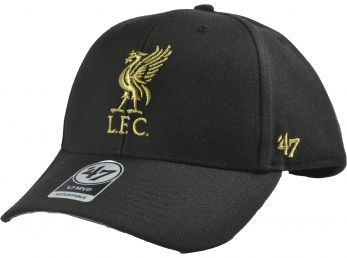 Liverpool 47 Brand MVP Baseball Cap Liverbird Crest Black Gold