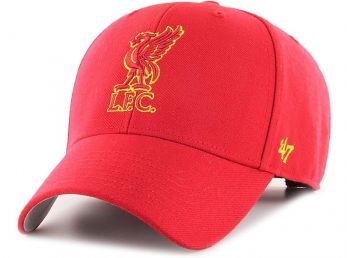 Liverpool 47 Brand Clean Up Relaxed Fit Baseball Cap Red Yellow