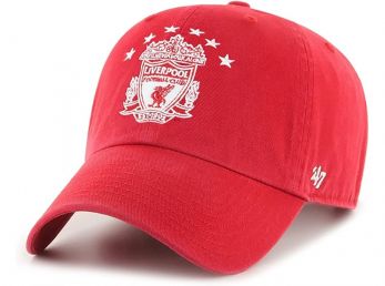 Liverpool 47 Brand Clean Up Relaxed Fit Retro Crest Baseball Cap Red White