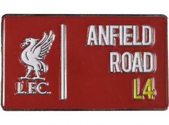 Liverpool Anfield Road L4 Street Sign Pin Badge Red