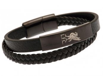 Liverpool Black Leather Bracelet