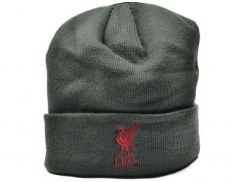 Liverpool Bronx Liverbird Knitted Turn Up Hat Charcoal Red