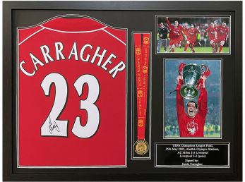 Liverpool FC Jamie Carragher Signed Framed Football Shirt