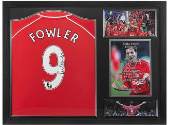 Liverpool Fowler 2001 Signed Framed Football Shirt