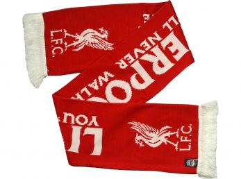 Liverpool Gold Standard White Print Jacquard Knit Scarf