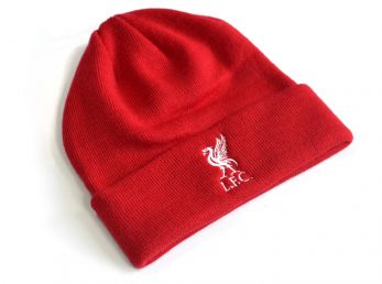 Liverpool Knitted Turn Up Hat Red