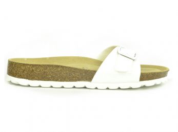 Sanosan Malaga Lacquered White Womens Designer Mule Sandals