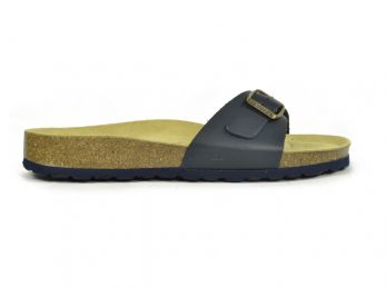 Sanosan Malaga Leather Navy Women's Designer Mule Sandals